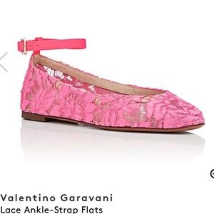 NIB Valentino Lace Ankle-Strap Flats in pink